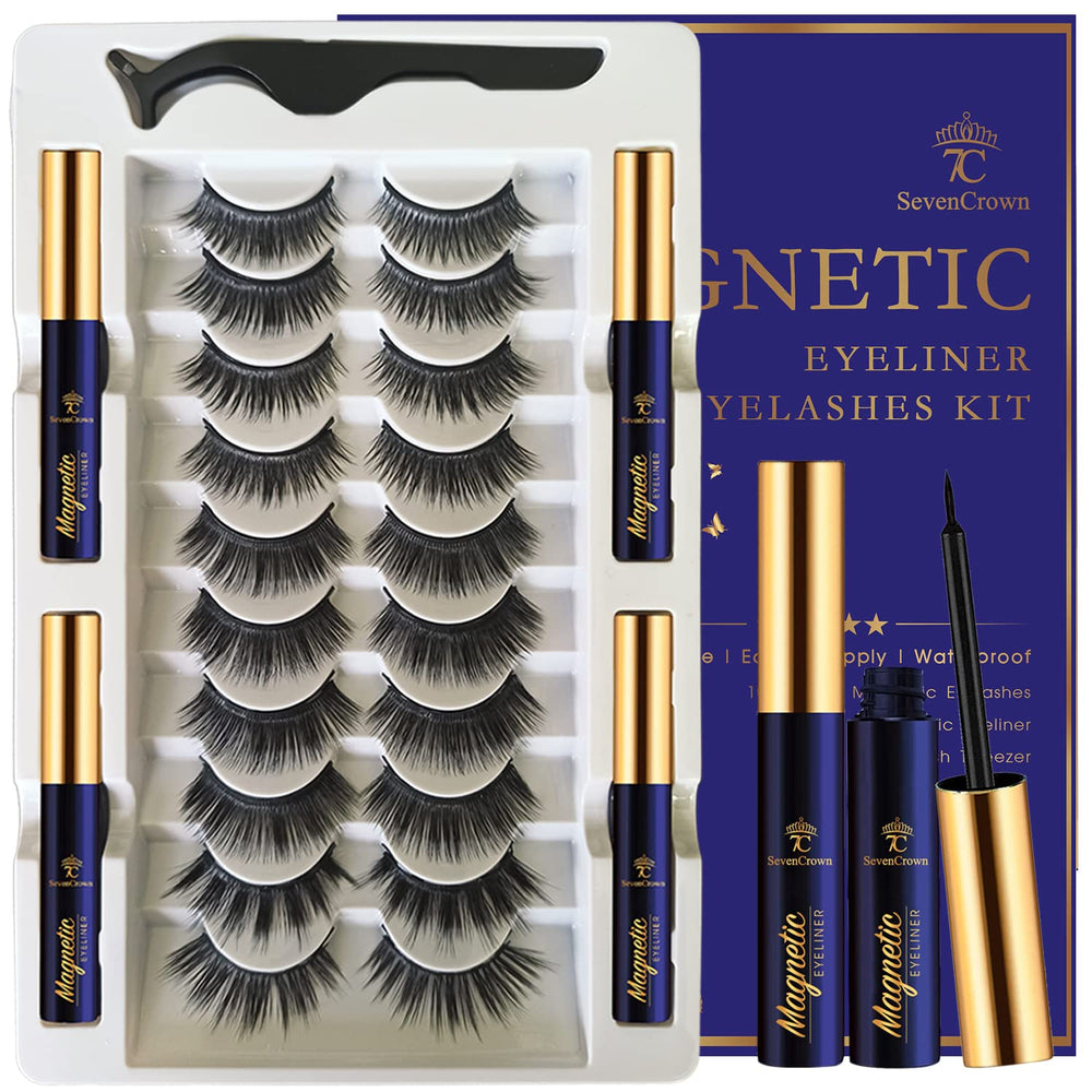 Pestañas magneticas 3D de 7C Sevencrown en kit para un look natural y duradero