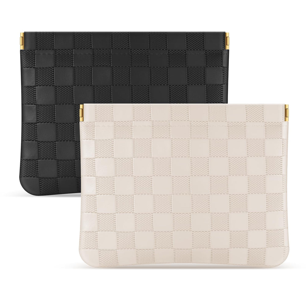 Sightor bolsa de maquillaje con cuadros negros, ideal para llevar en el bolso.