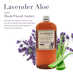 Jabón de manos A LA MAISON lavanda aloe, proceso artesanal francés.