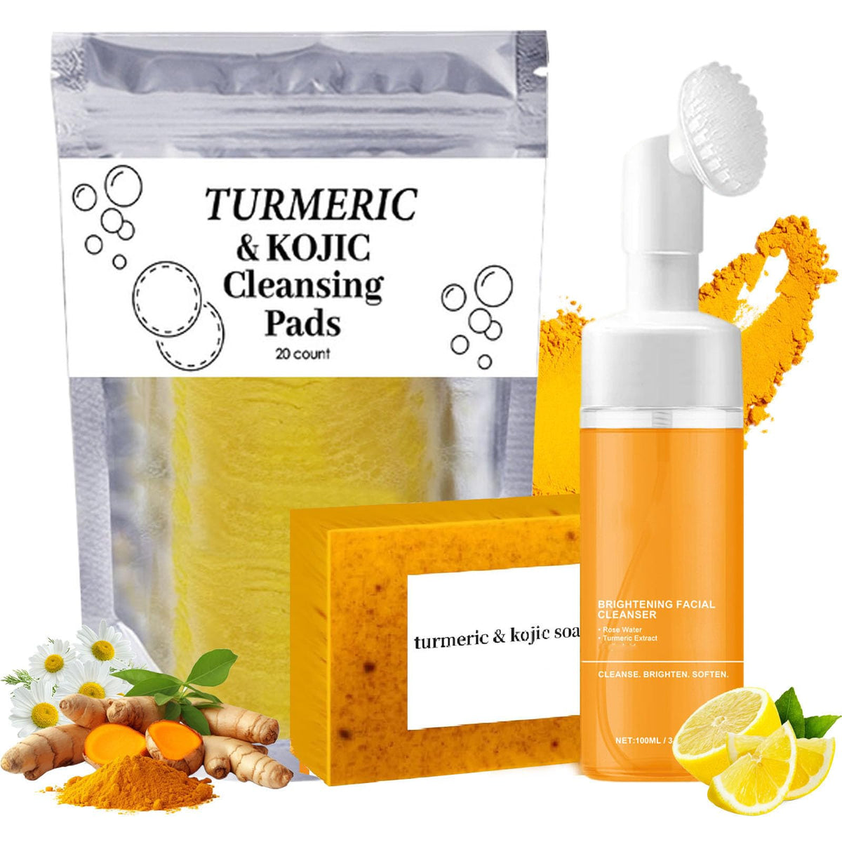 Aacnre jabón cúrcuma para limpieza profunda suave del rostro.