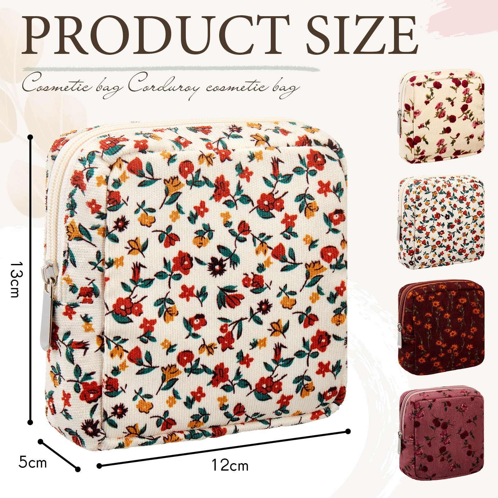 Conjunto de 4 bolsas florales Abbylike, ideal para diferenciar cosméticos.