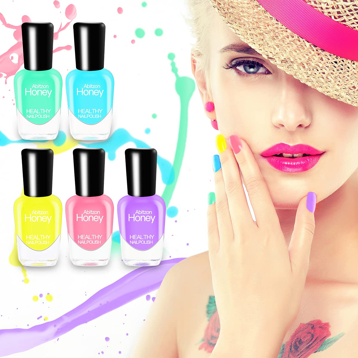 Abitzon Esmalte Set 10 botellas retirada fácil al remojar uñas