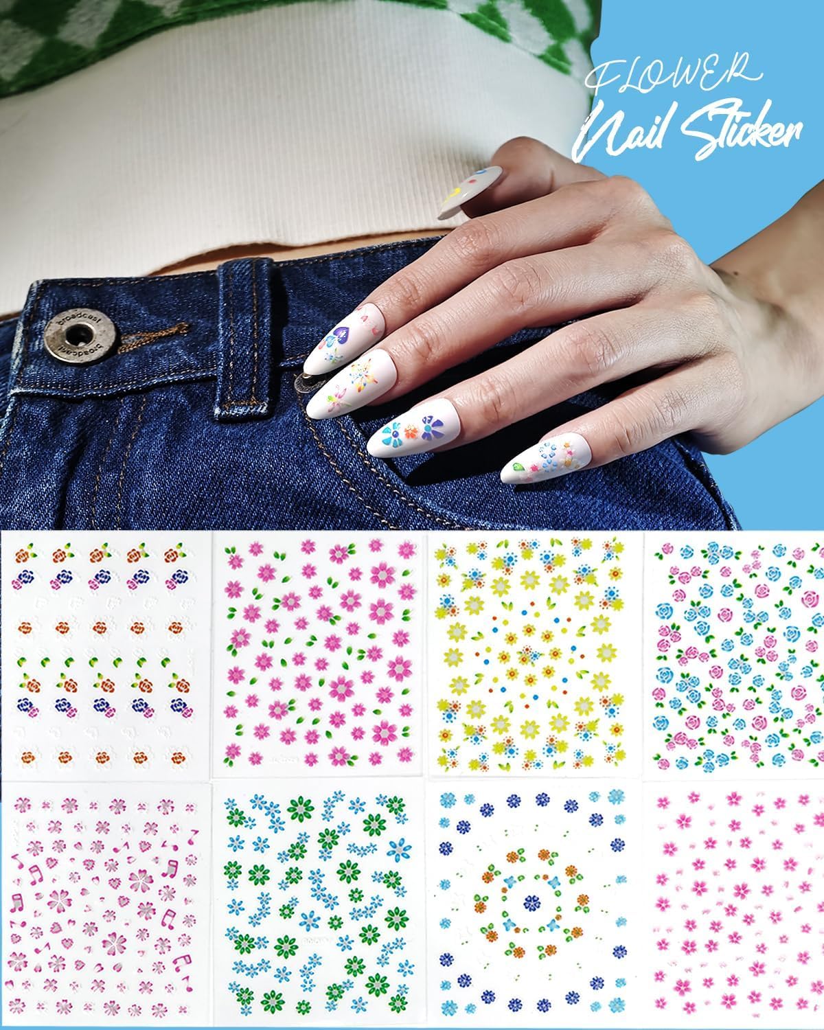 ABOLINE calcomanías de uñas con corazones para looks festivos.