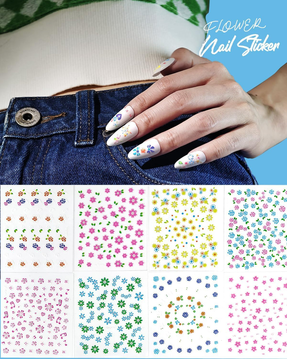 ABOLINE calcomanías de uñas con corazones para looks festivos.