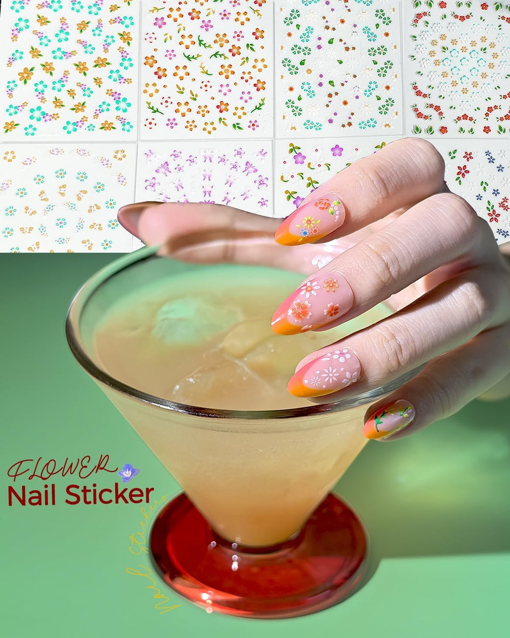 ABOLINE calcomanías de uñas con estrellas para brillo sutil.