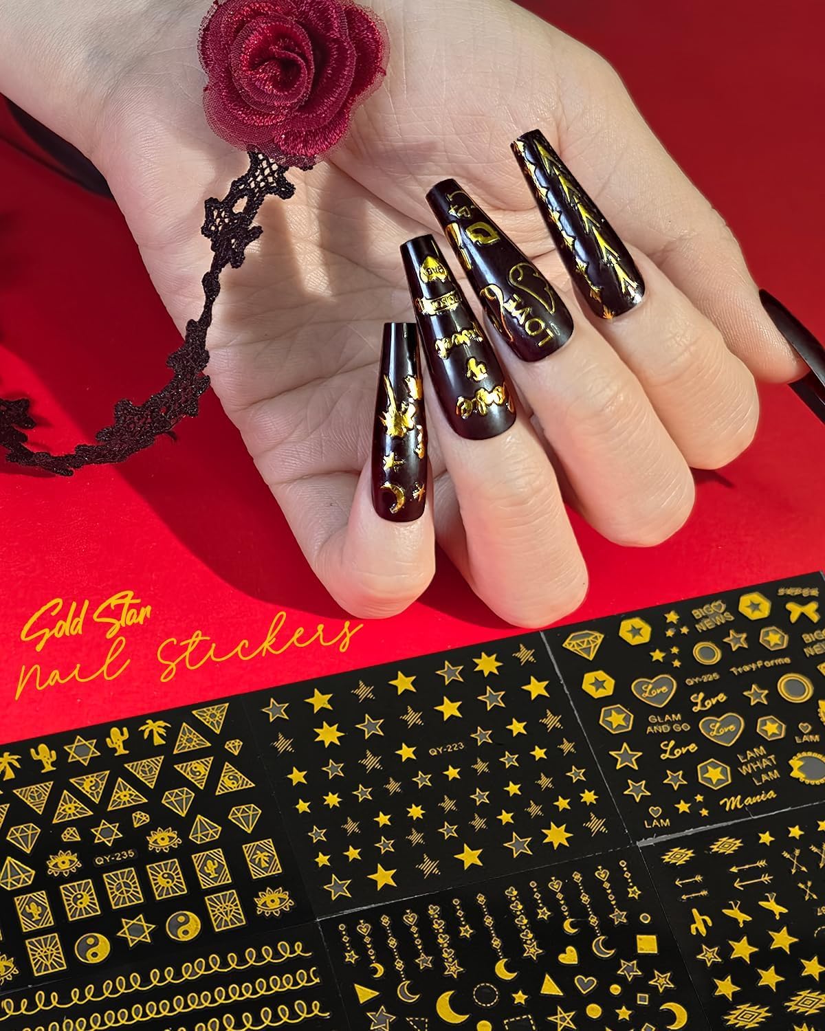 ABOLINE calcomanías de uñas con tréboles para estilo único.