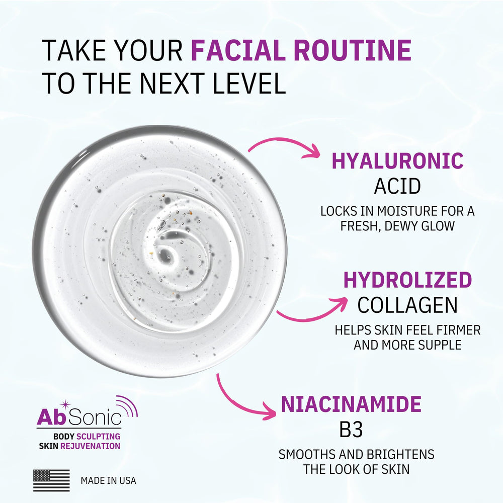 Absonic Glow: gel transparente que facilita deslizamientos suaves durante la rutina facial.