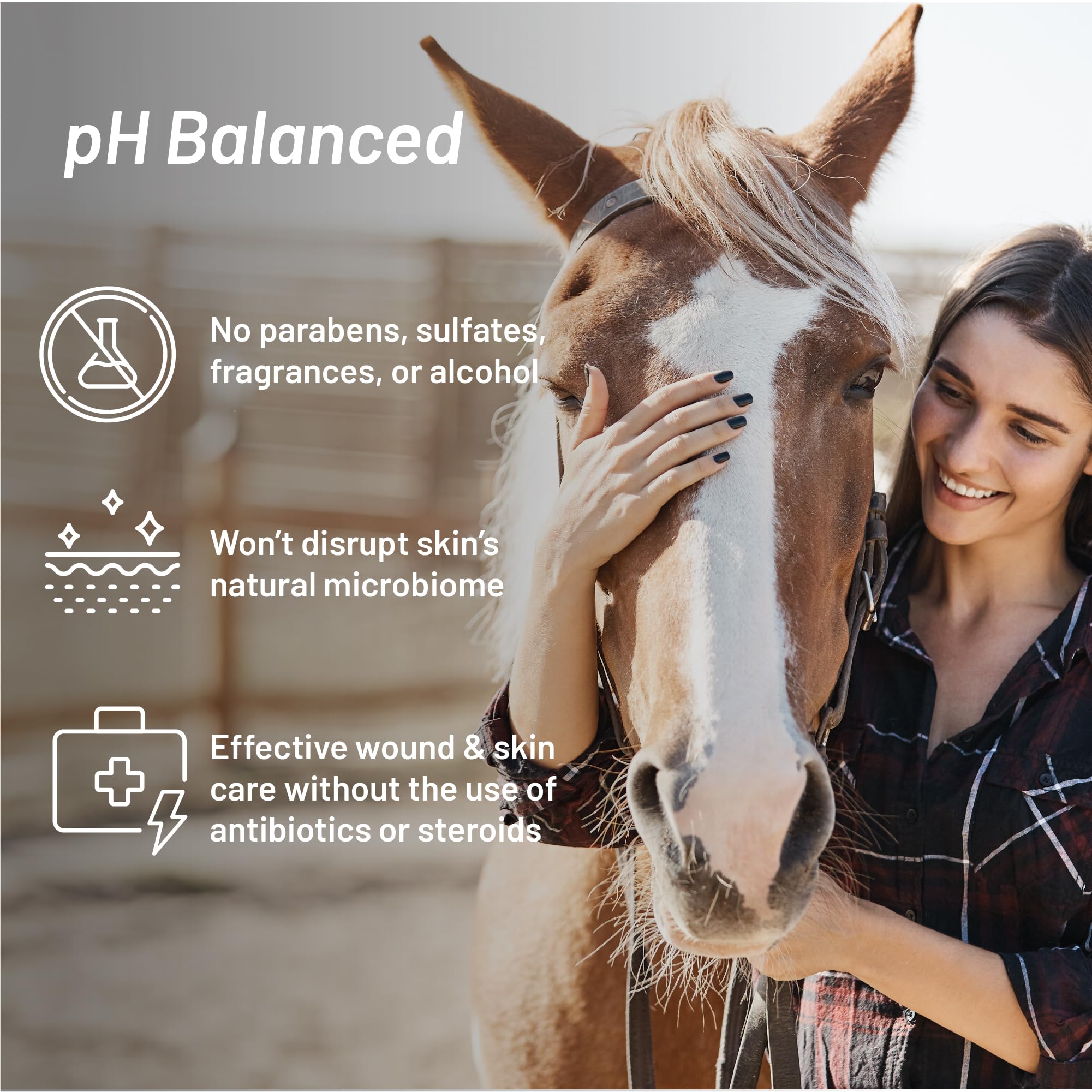 Absorbine Silver Honey Champú: pH equilibrado cuida el microbioma de la piel.