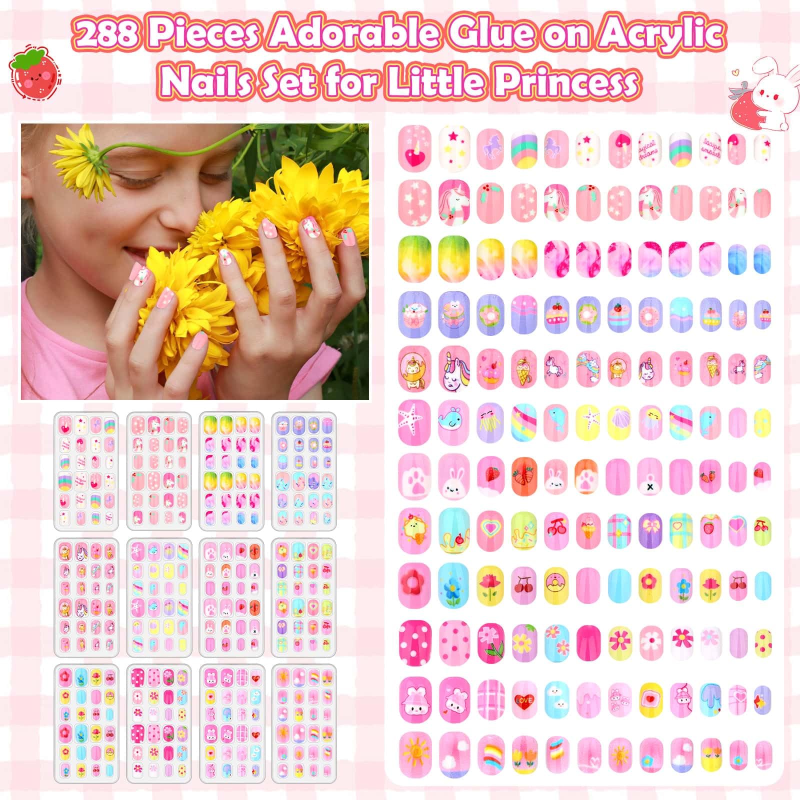 Acejoz uñas con diseños adorables para niñas y diversión.