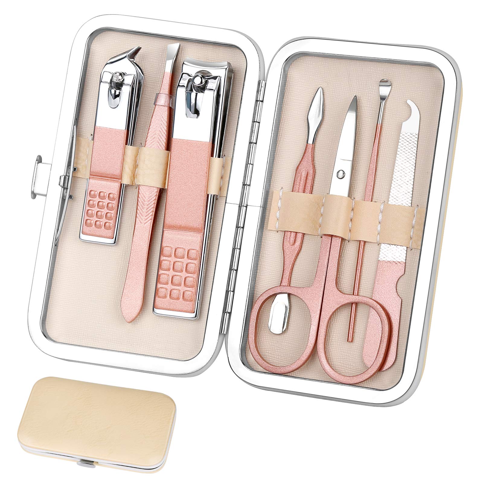 Aceoce set de manicura con estuche portátil para viaje y cuidado diario