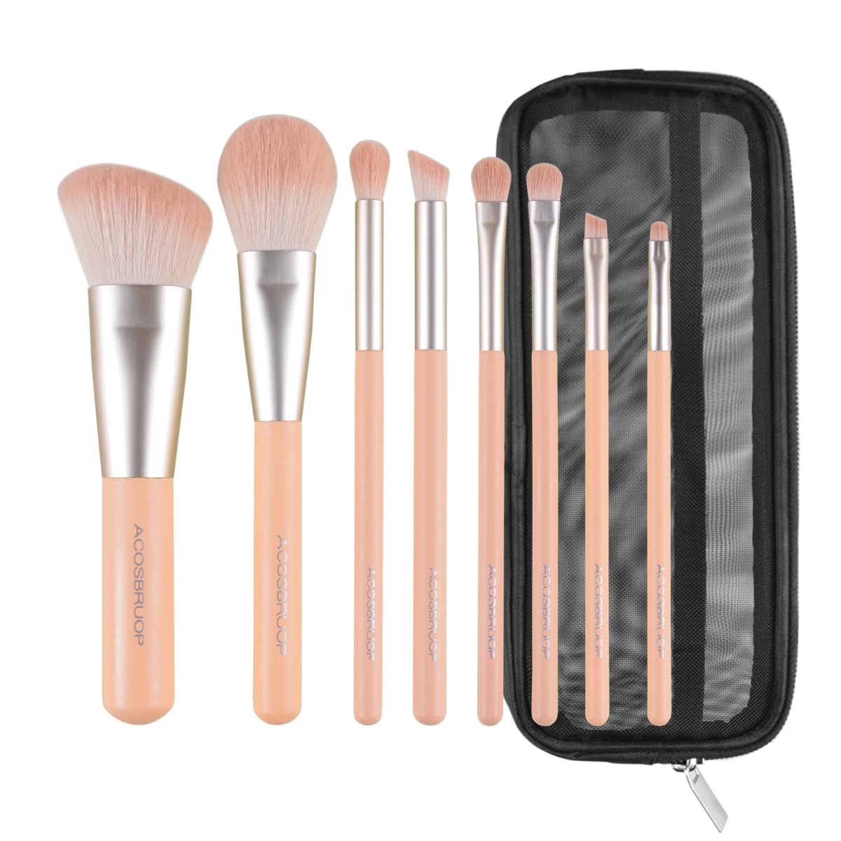ACOSBRUOP set de brochas para rostro y ojos en estuche negro, precisión suave.