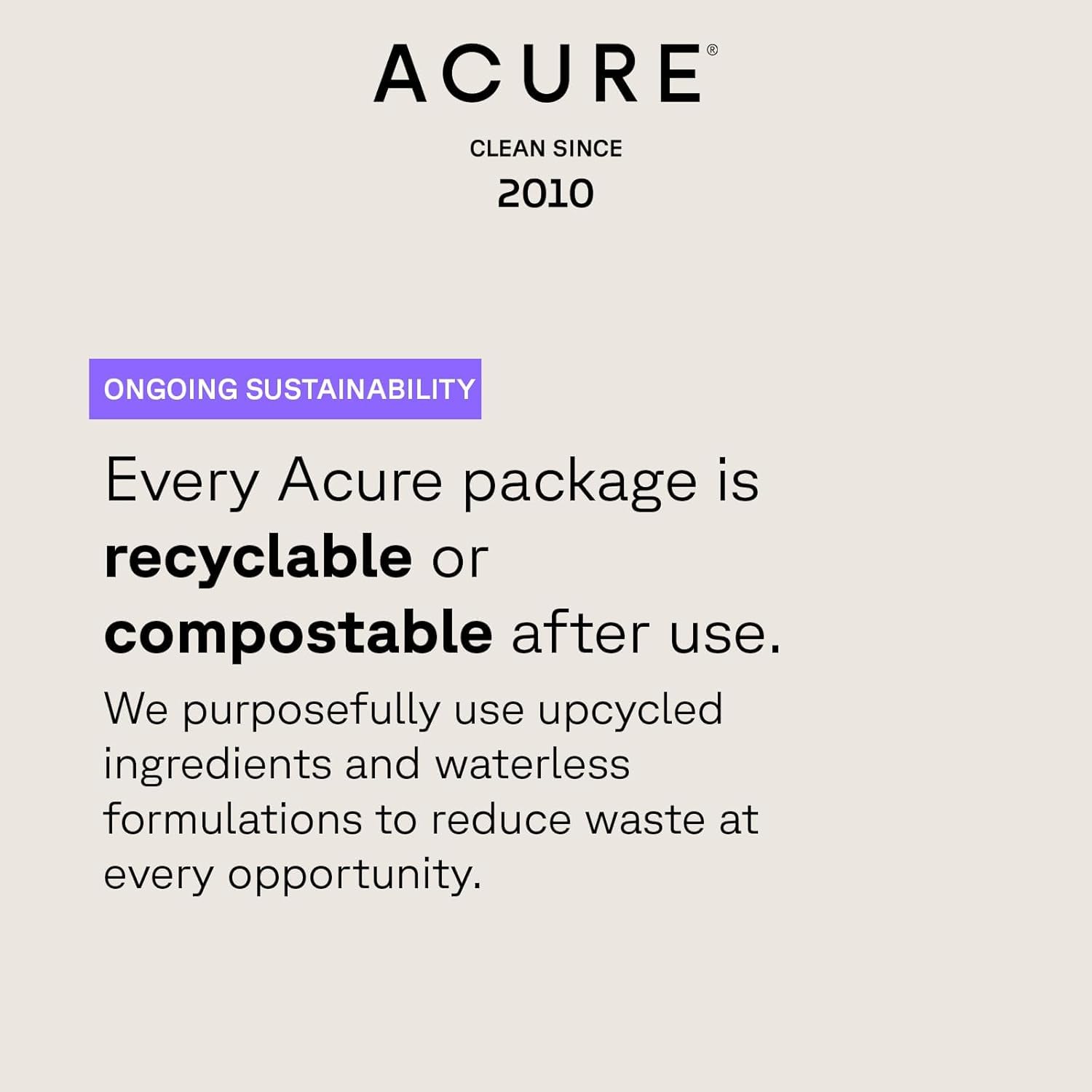 Acure gommage-visage utilisation trois fois par semaine, routine simple.