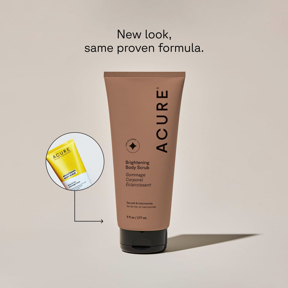 Acure exfoliante con arcilla y niacinamida para textura refinada.