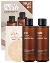 ACWELL Licorice Toner en botella mostrando equilibrio suave de pH para piel sensible.