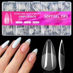 AddFavor puntas de uñas almendra transparentes, ideales para extensiones claras.