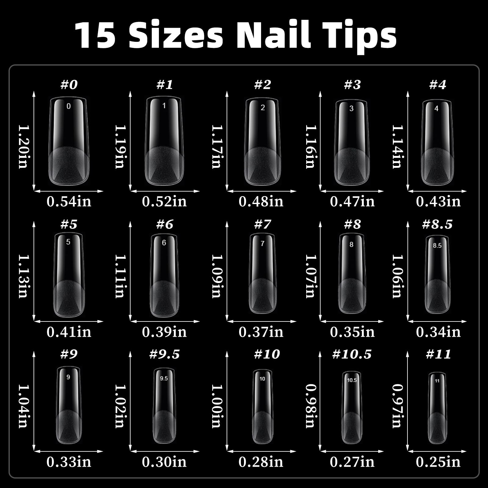 AddFavor tips cuadradas versátiles para uñas acrílicas, polvo dip o uñas adhesivas.