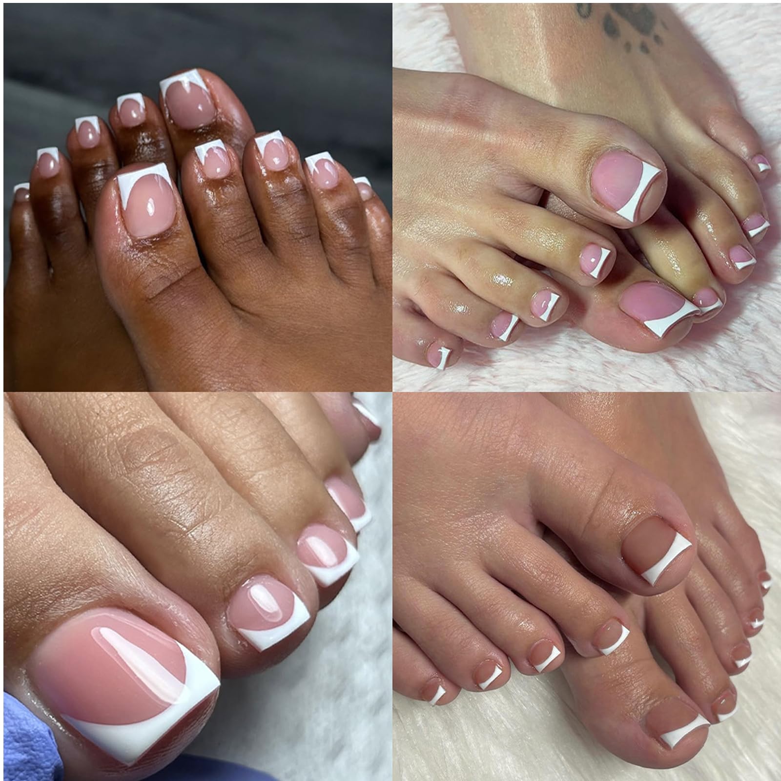 AddFavor uñas cuadradas francesas, aplicación rápida sin limar, aspecto profesional.