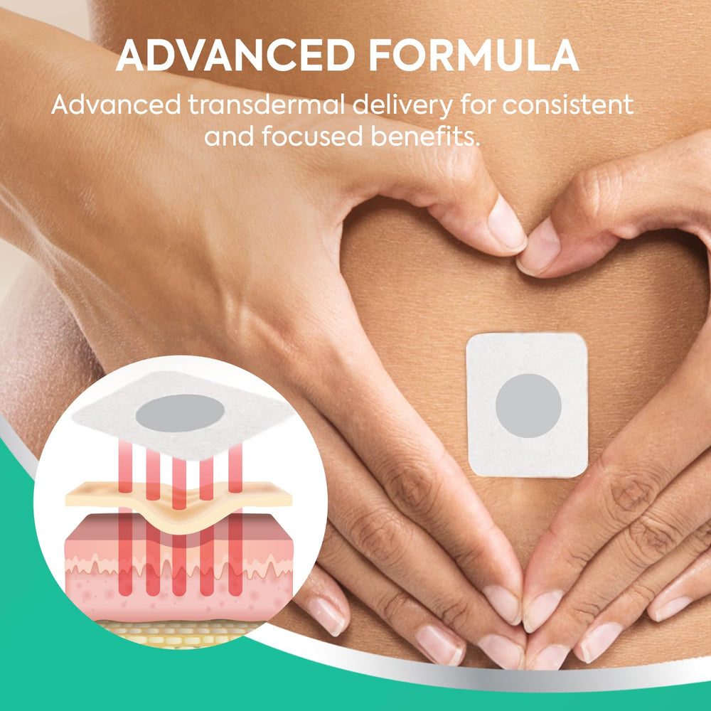 Slim, discreet Adellina Ozempatch patch applied under clothing for seamless wear.