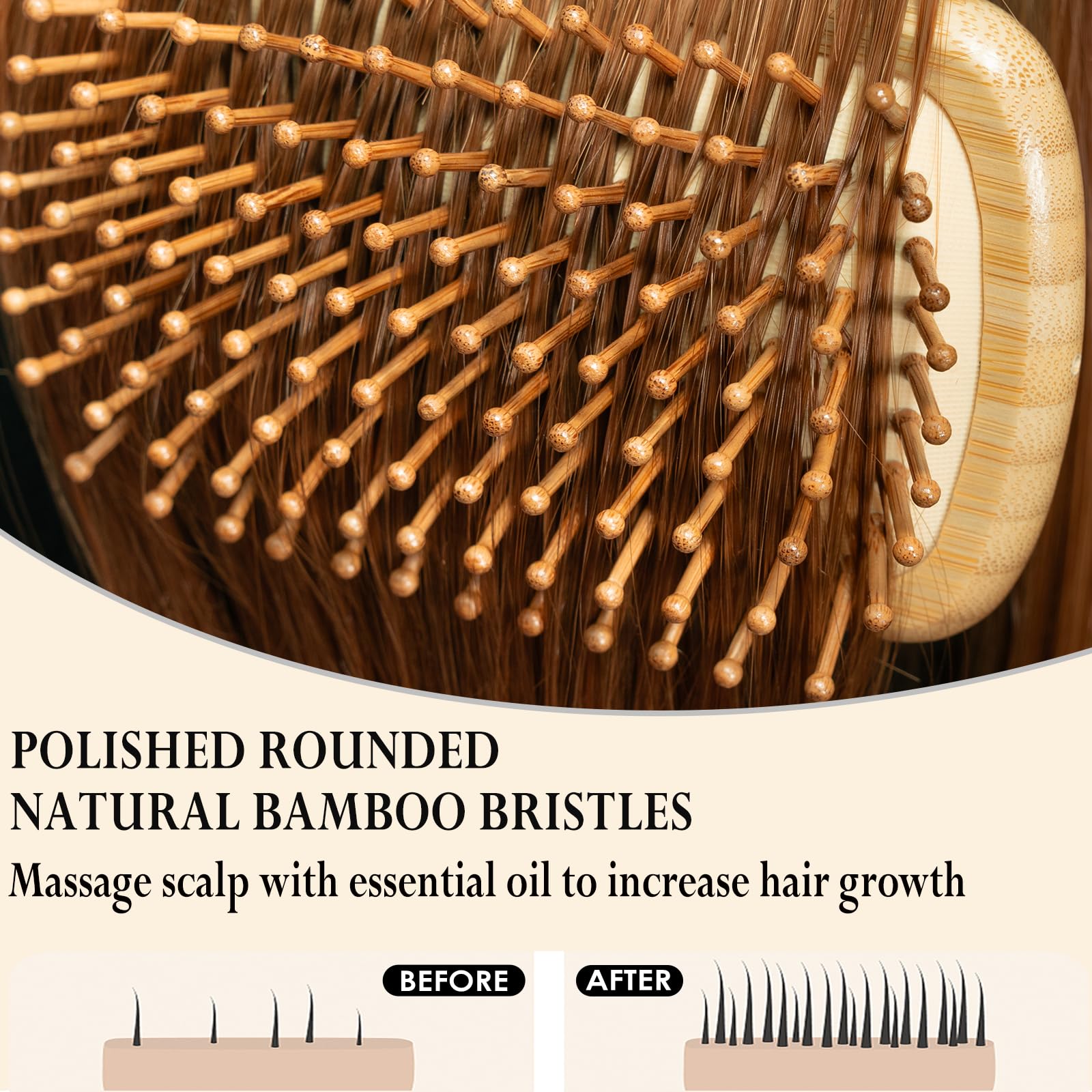 Adevwair Bamboo Brush diseño ergonómico para un cómodo masaje capilar