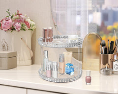 Adoco organizador de perfumes transparente, rotación suave para elegir fragancias.