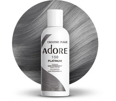 Adore Color Semipermanente 150 Platinum: frasco para uso en casa con color gris intenso.