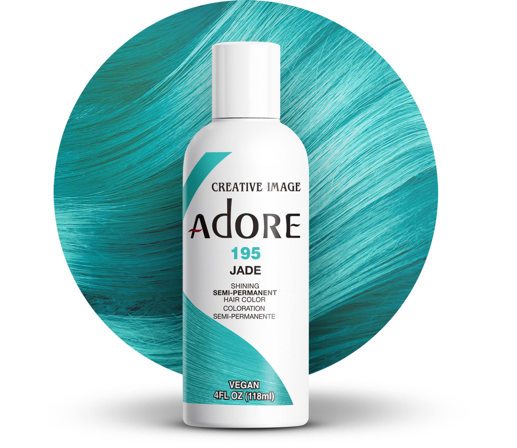 Adore 195 Jade botella de coloración semipermanente para un verde intenso.