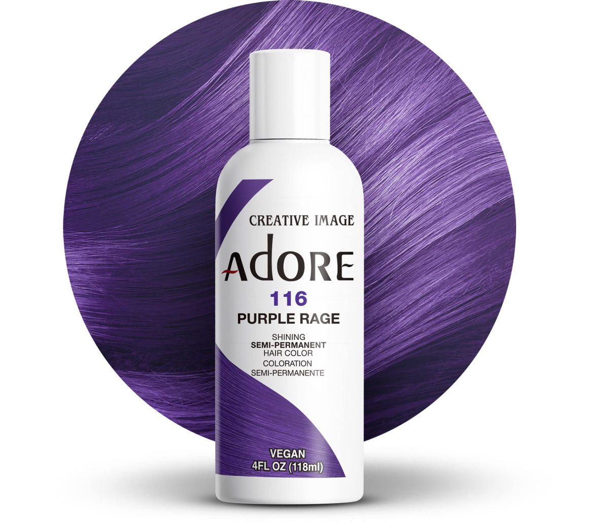 Adore Color Semipermanente 116 Púrpura: bote para color vibrante y uniforme.
