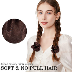 ADRIONE scrunchies satinados para cabello grueso, ofrecen mayor sujeción sin apretar.