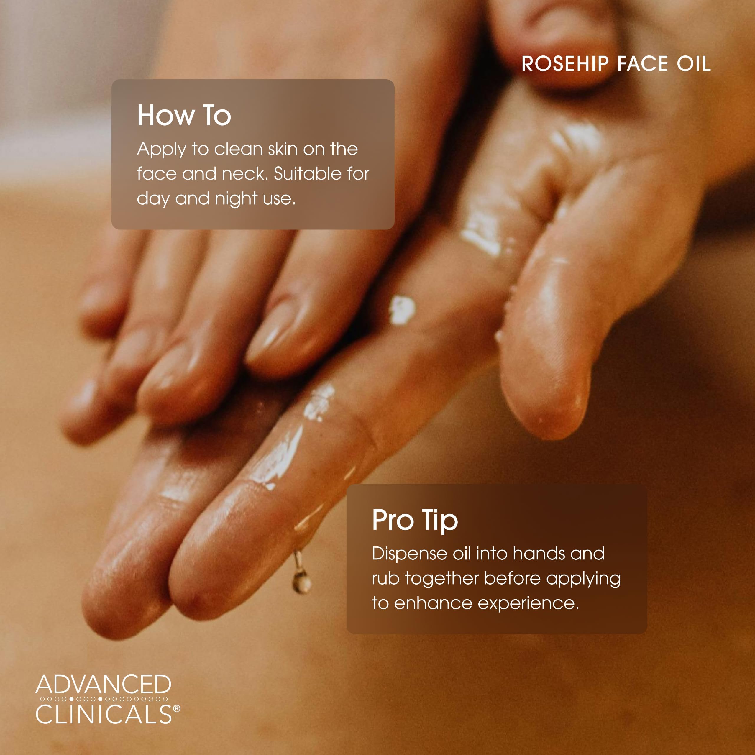 Advanced Clinicals ingredientes clave con vitamina E para cuidado facial.