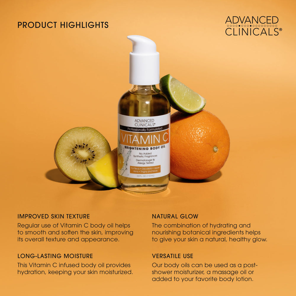 Advanced Clinicals aceite vitamina-c vitamina-e ofrece nutrición y suaviza piel seca.