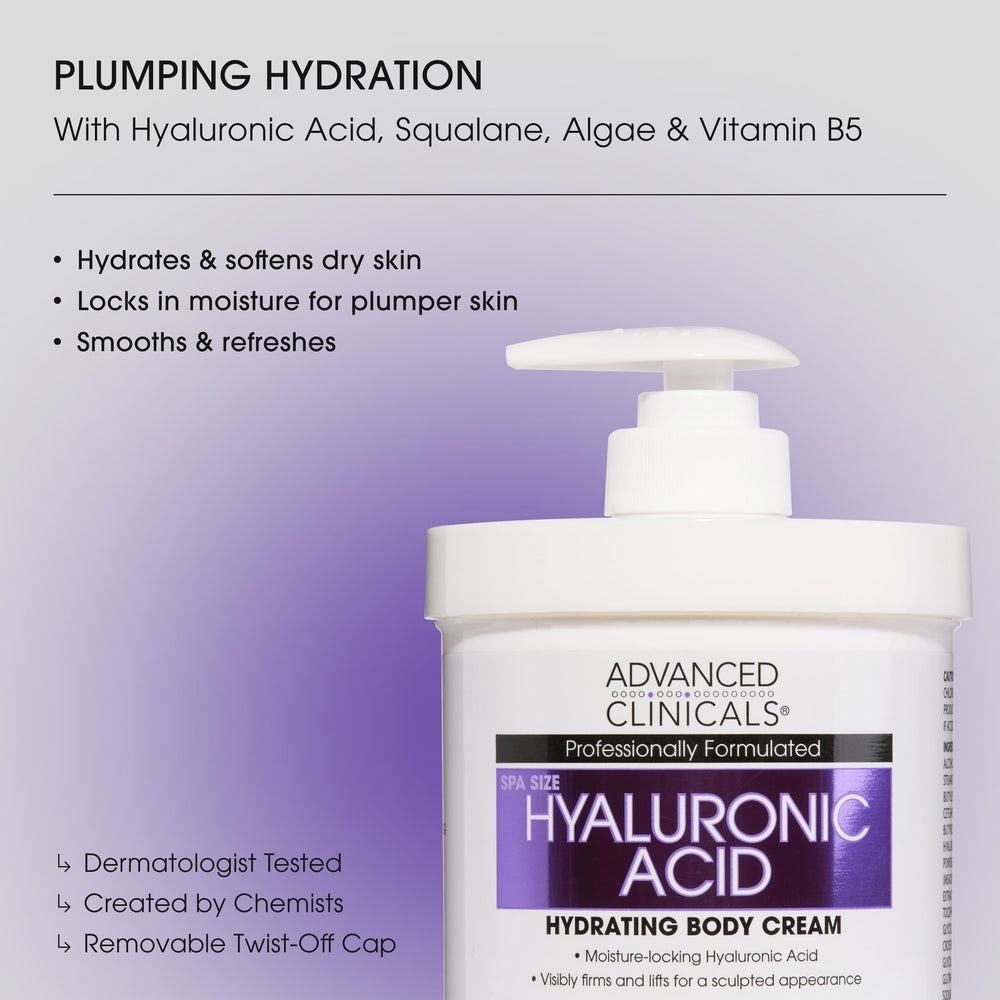 Advanced Clinicals Crème Acide Hyaluronique Visage – texture riche et non grasse