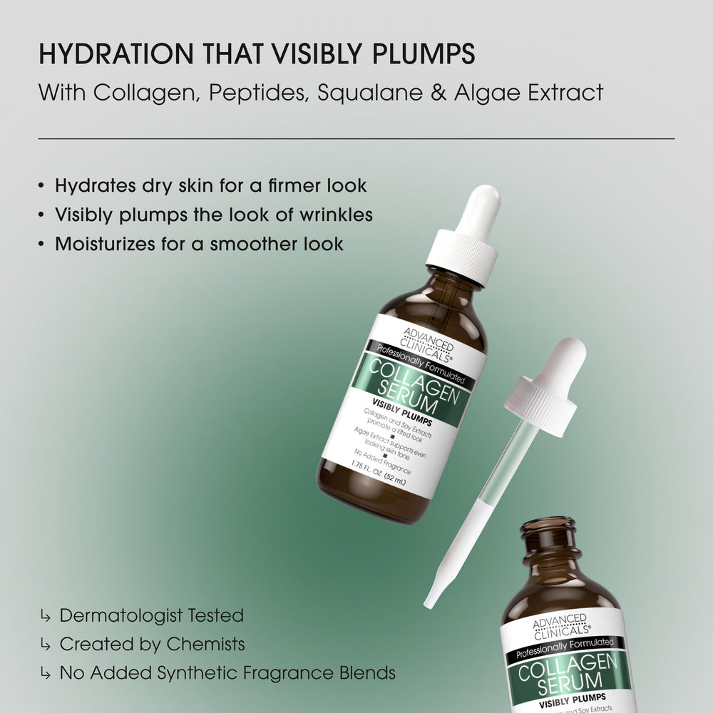 Advanced Clinicals Collagen Serum milky texture glides on for soft, plump skin