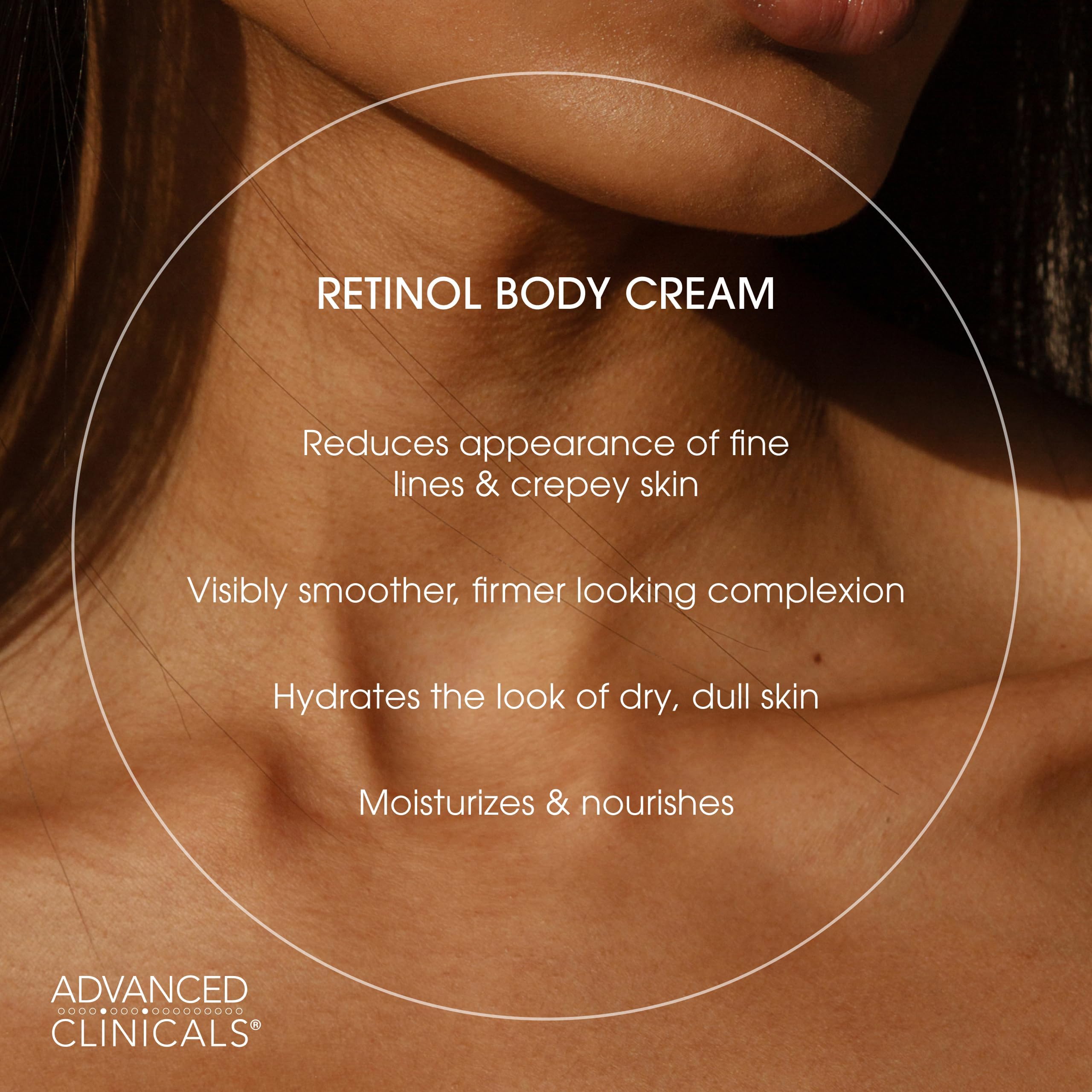 Advanced Clinicals crema cuerpo textura manteca, sin acabado grasa.