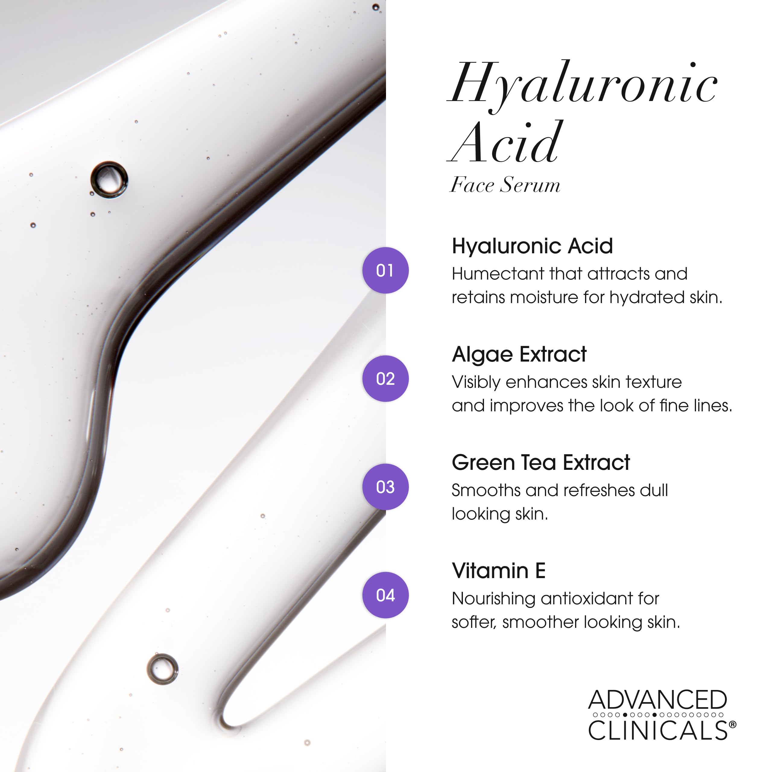 Patch showing smoother texture after applying Advanced Clinicals Serum to dry skin.