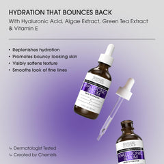 Advanced Clinicals Hyaluronic Acid Serum being applied to clean skin for hydration.