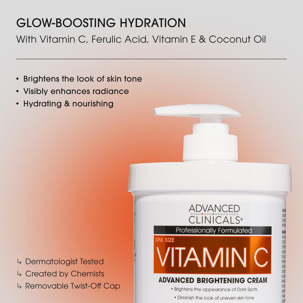 Advanced Clinicals locion vitamina C coco y vitamina E para hidratacion suave.