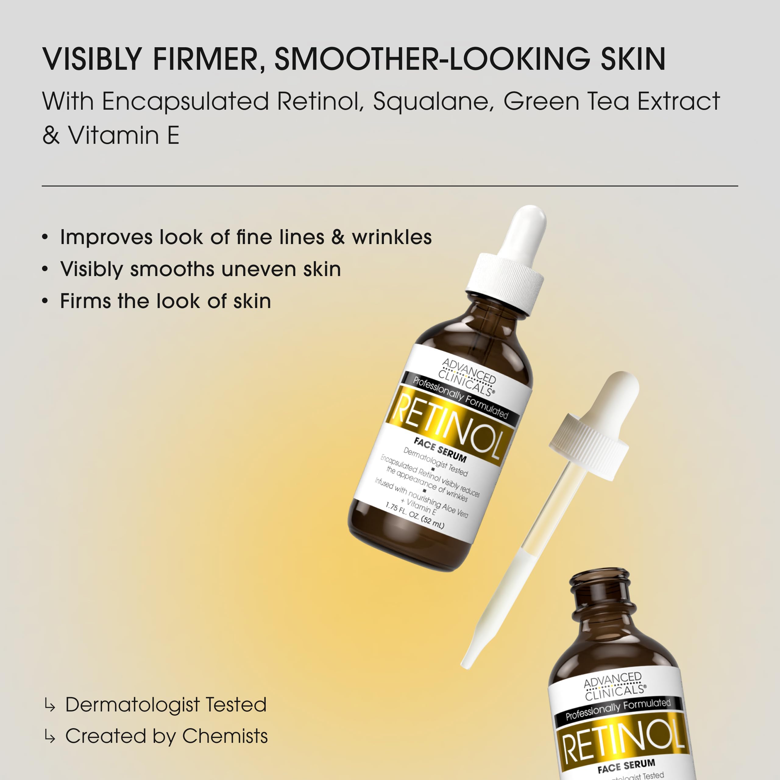 Advanced Clinicals retinol serum pump for easy, controlled application
