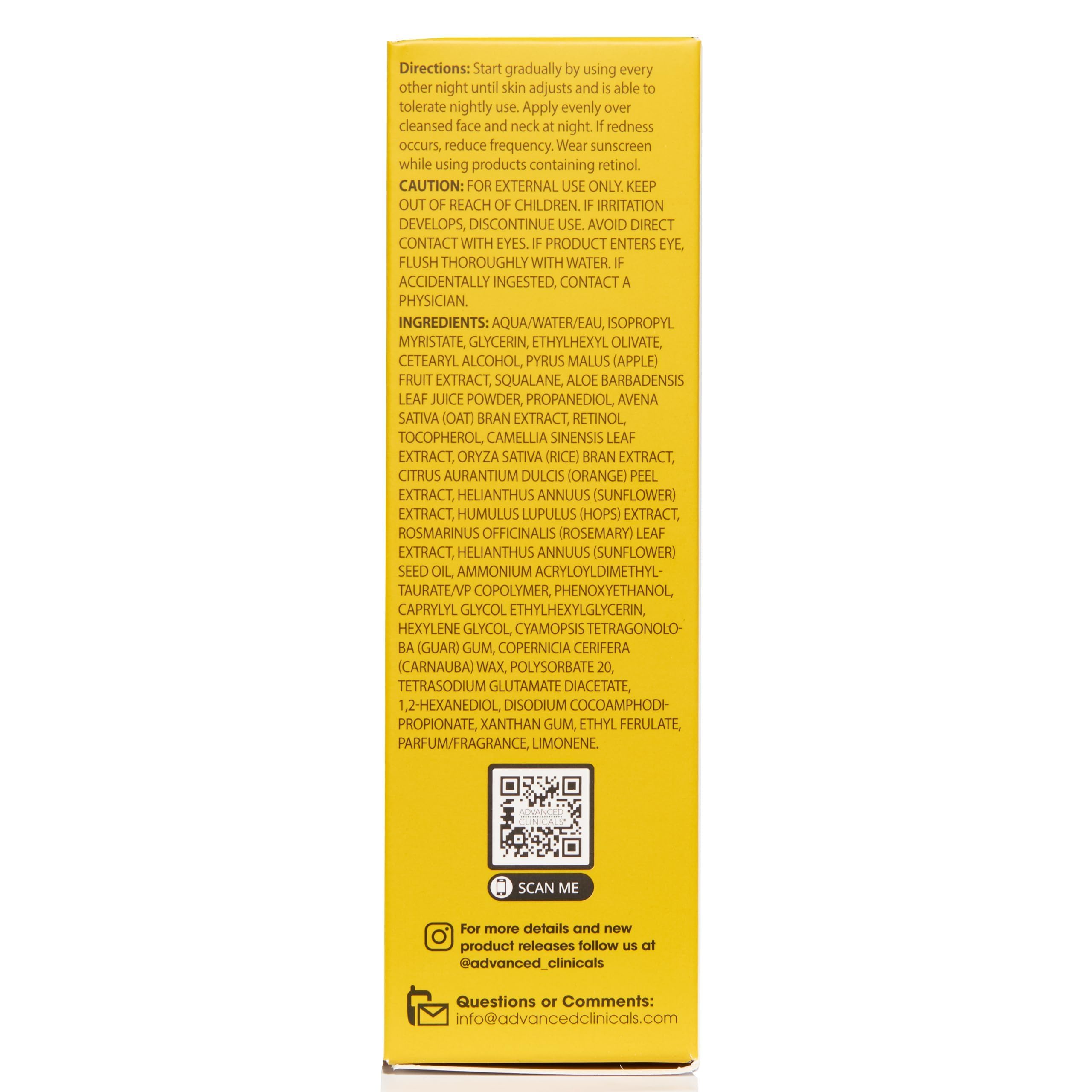 Advanced Clinicals retinol serum delivers hydration and smoothing after absorption