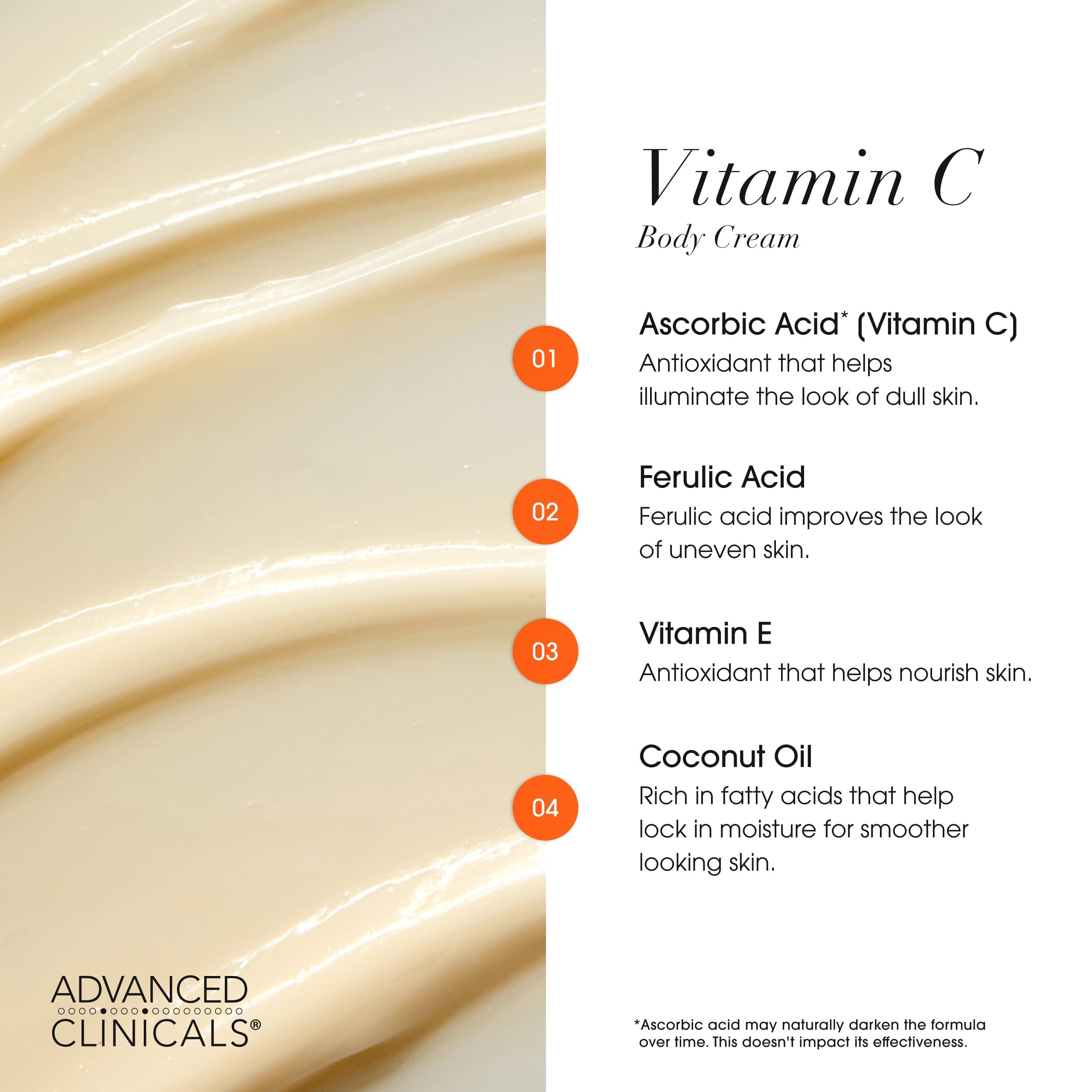Advanced Clinicals suero vitamina C con ferulico y peptidos para tez radiante.