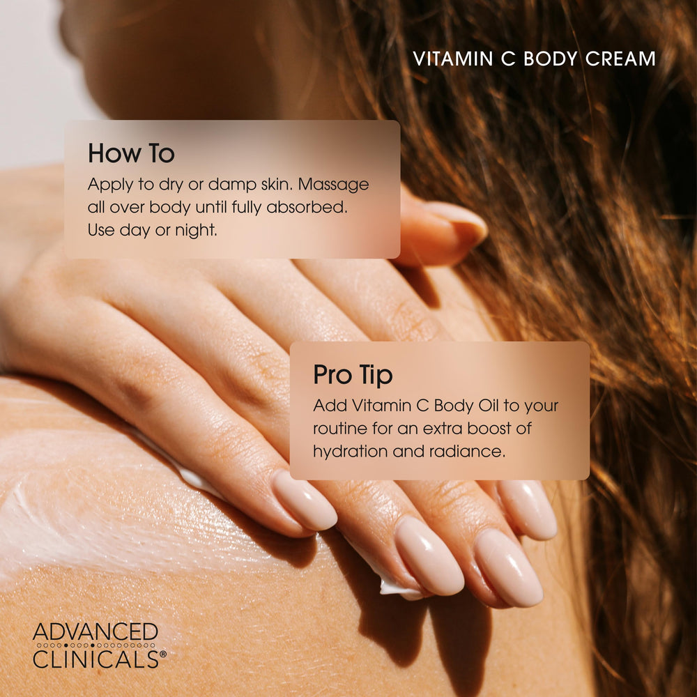 Advanced Clinicals Vitamina C Crema Cuerpo, textura suave que ayuda a mejorar el tono de la piel.