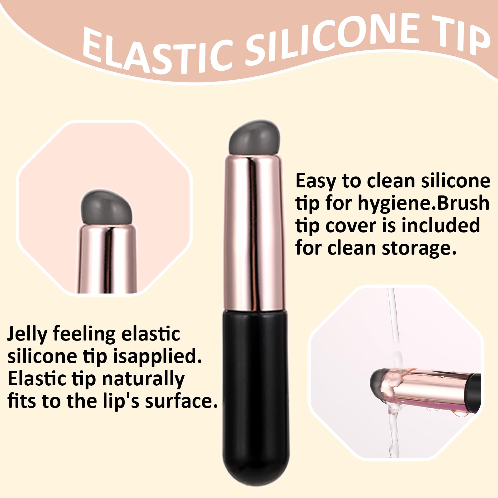 Aeaocvo brocha labios silicona rosa, uso diario para un acabado natural.