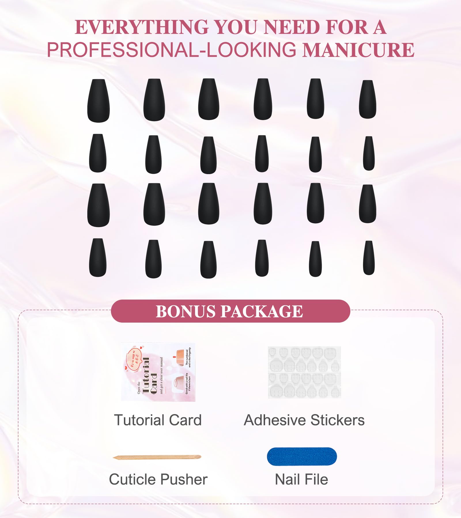 Conjunto de uñas coffin largas Aegenacess para estilo sofisticado.