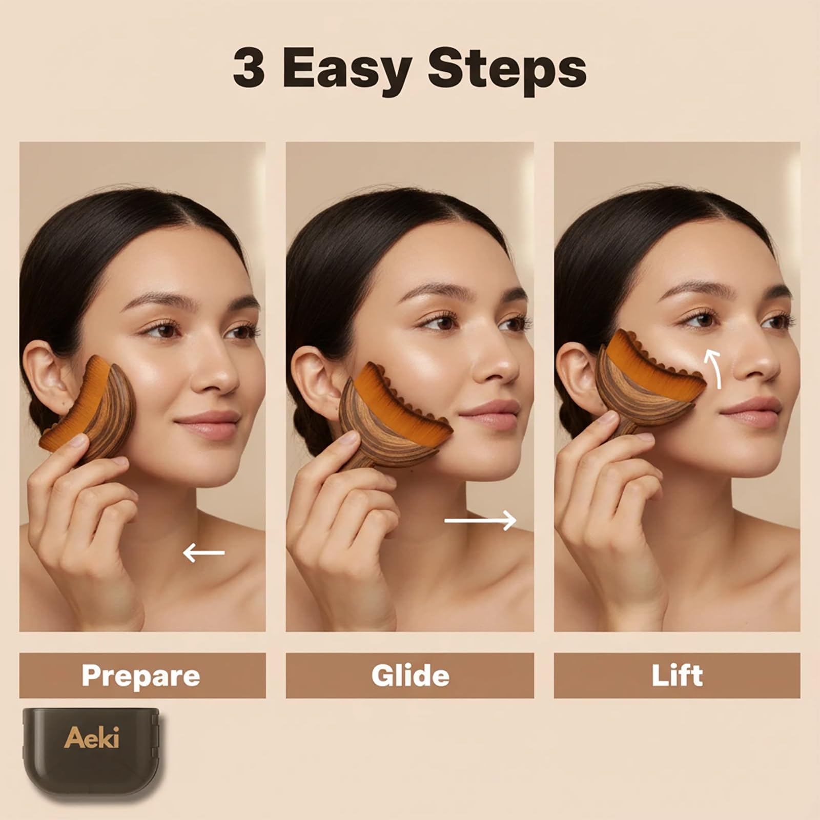 Aeki Brush améliore l’absorption des soins appliqués sur le visage