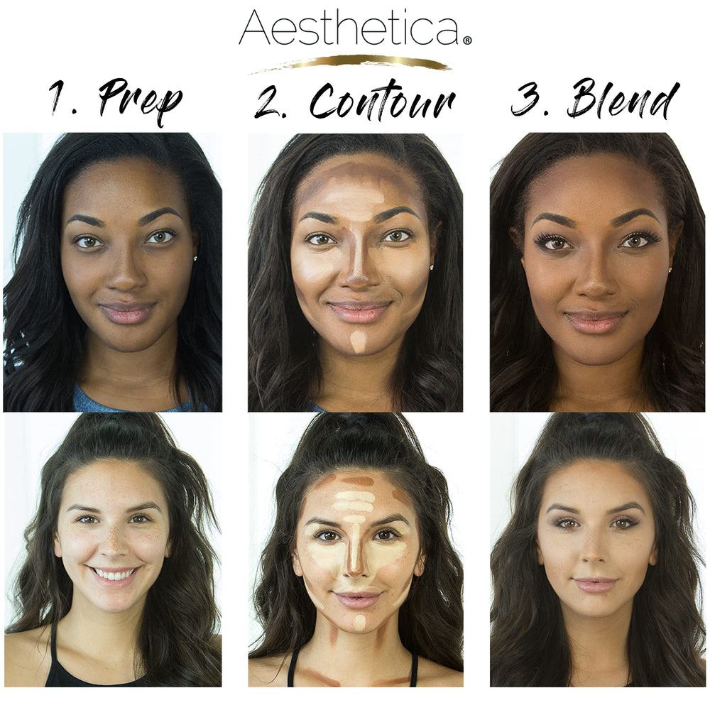 Aesthetica Crème Contour Kit: formule sans talc et sans parabènes, soin sûr.
