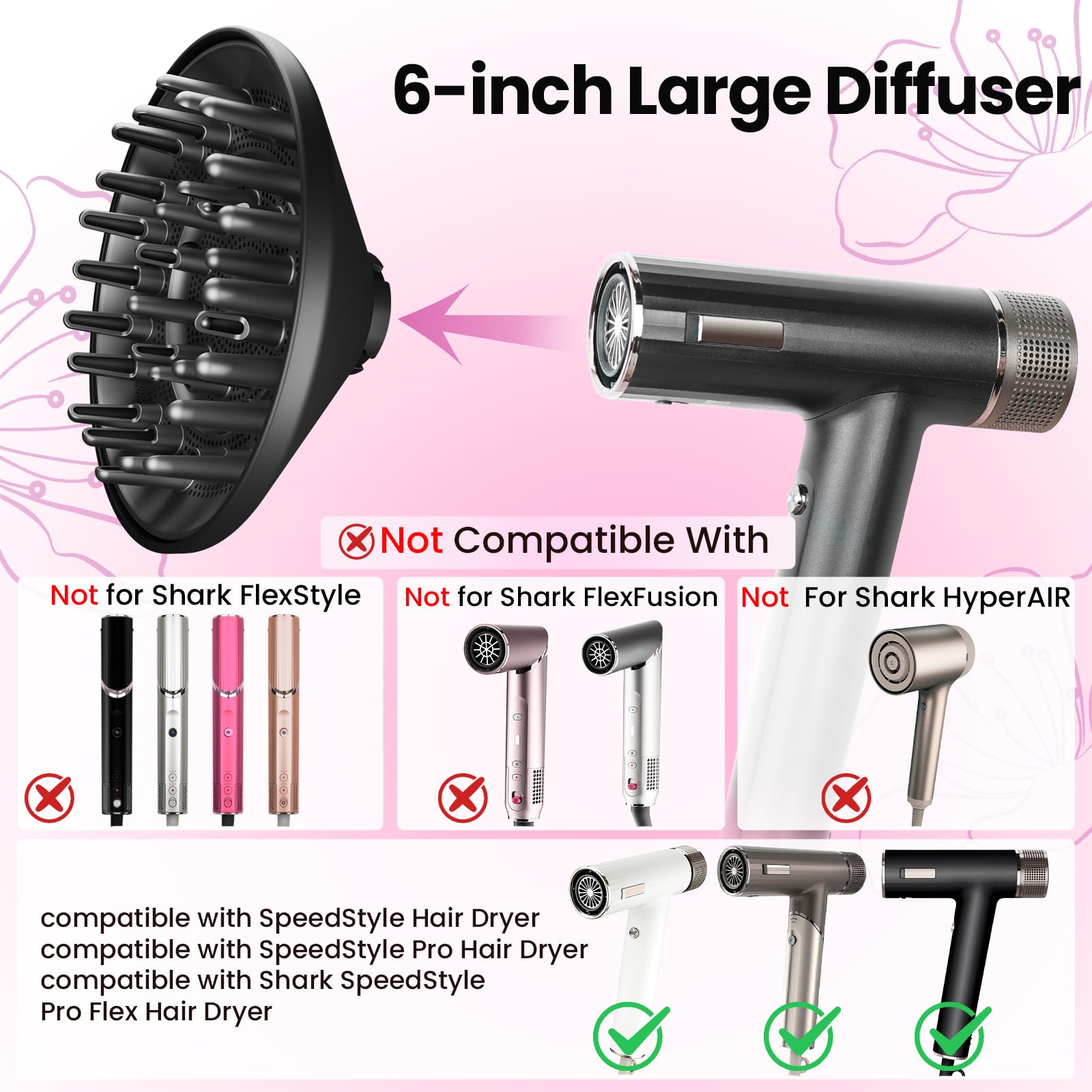 AFDD difusor grande para Pro Flex, calor suave y rizos definidos