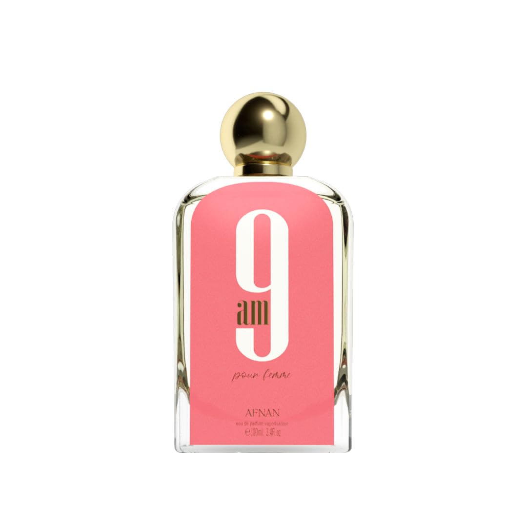 Afnan 9 AM Pour Femme: botella elegante para uso diario y ocasiones especiales