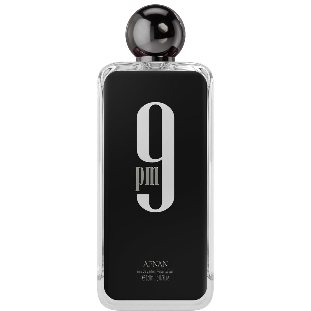 Afnan 9 PM Rebel frasco de perfume, presentación elegante para uso diario.