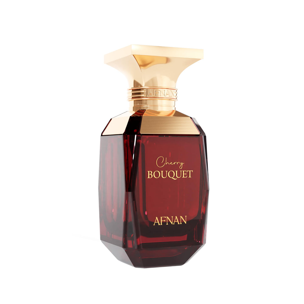 Afnan Cherry Bouquet, notas de cereza negra y almendra, apertura fragante.