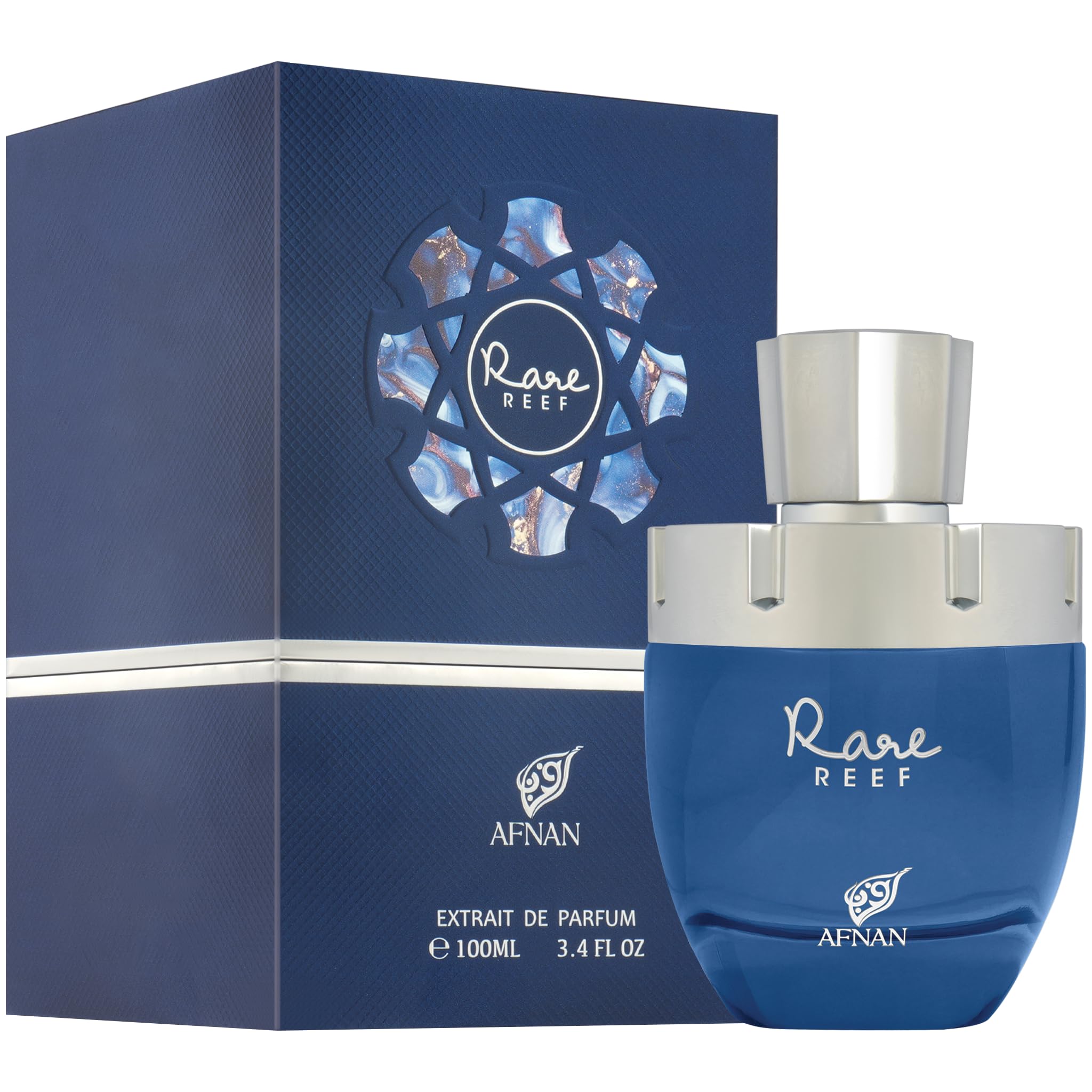 Afnan Rare Reef, corazón de albahaca y rosa para un toque elegante.