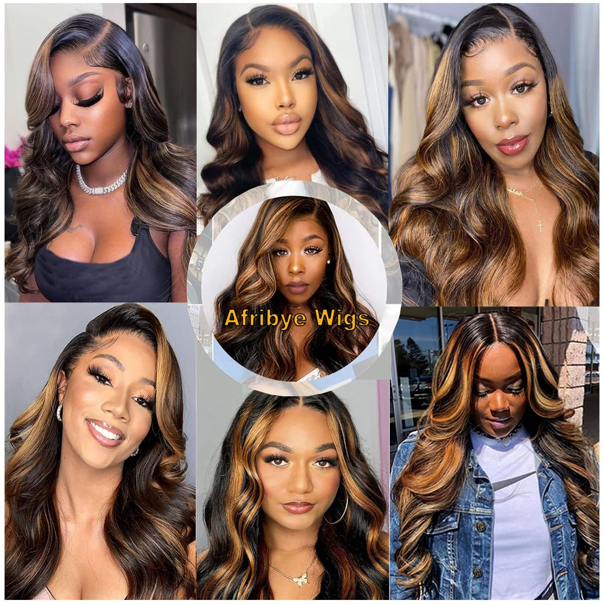 Afribye peluca frontal balayage, estilo moderno y color suave para eventos